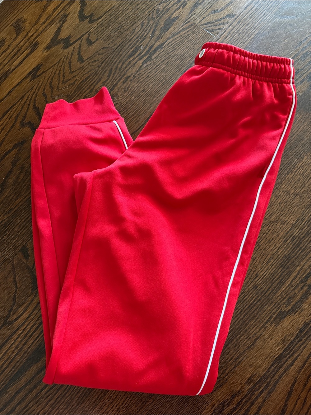 Lacoste Kids Red Jogger Sweatpants with White Side Piping